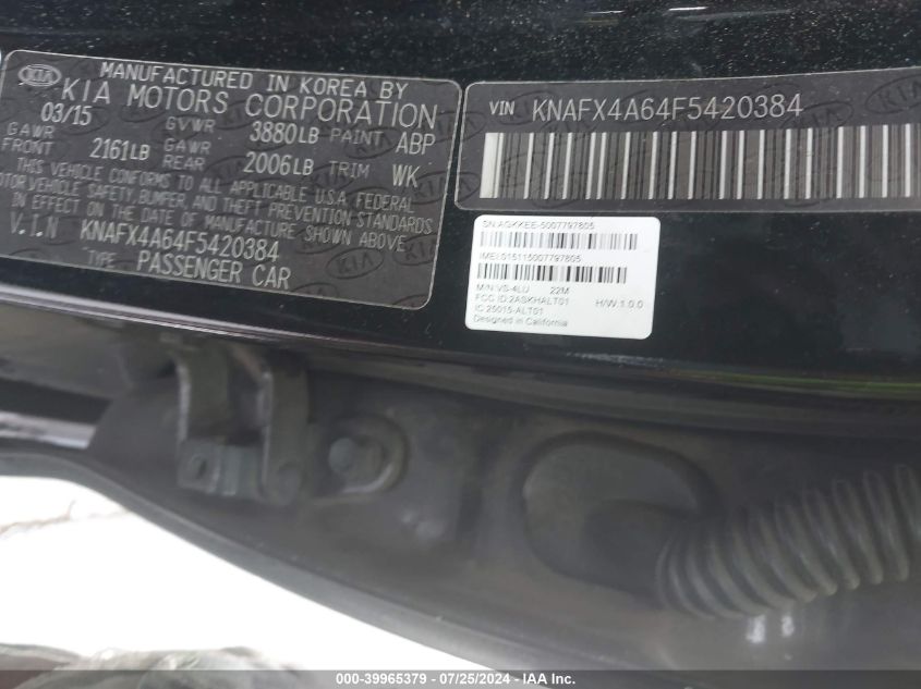 KNAFX4A64F5420384 | 2015 KIA FORTE