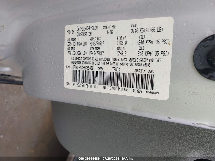 1D7HA18NX6S659406 2006 Dodge Ram 1500 Slt