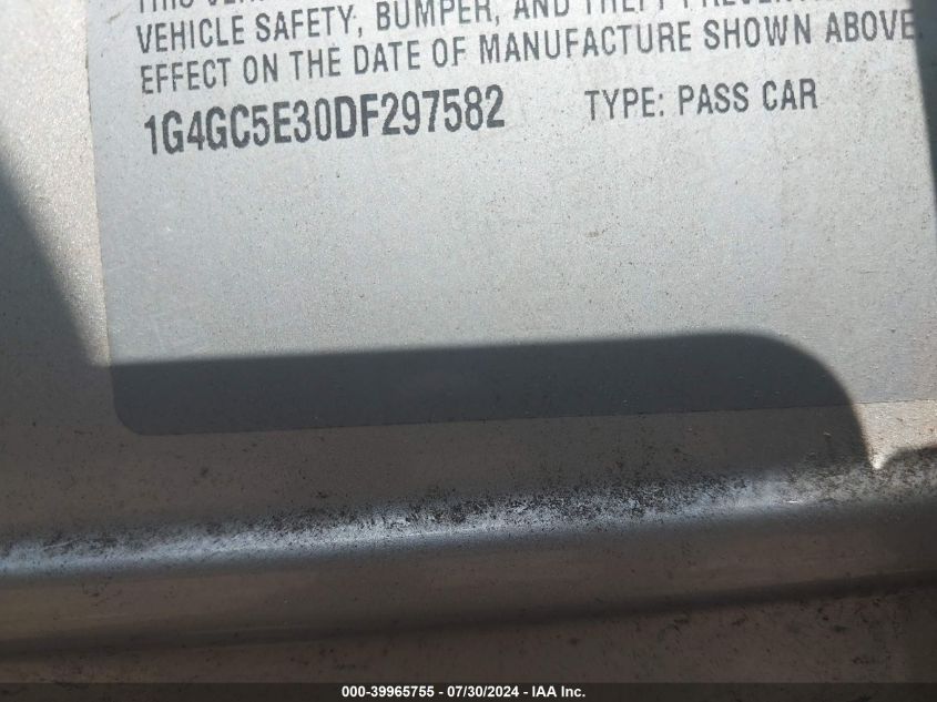 2013 Buick Lacrosse Leather Group VIN: 1G4GC5E30DF297582 Lot: 39965755