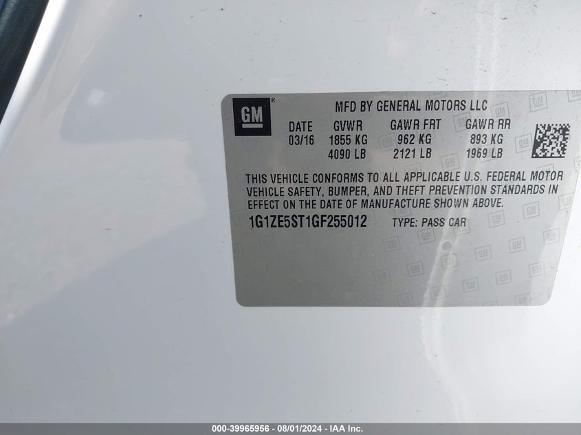 2016 CHEVROLET MALIBU 1LT - 1G1ZE5ST1GF255012