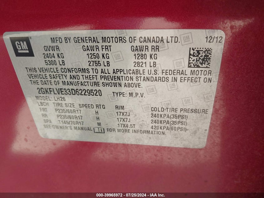 2013 GMC TERRAIN SLT-1 - 2GKFLVE33D6229520