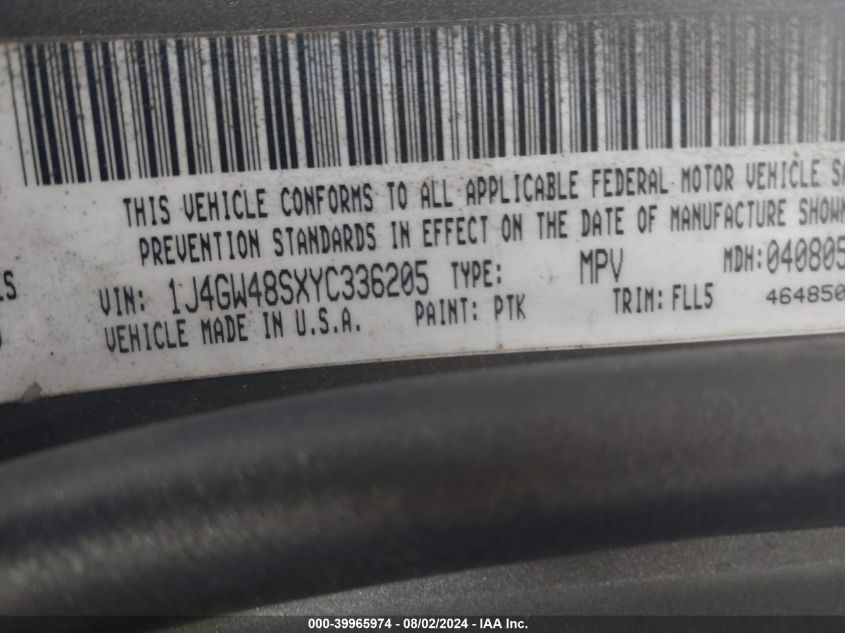 2000 Jeep Grand Cherokee Laredo VIN: 1J4GW48SXYC336205 Lot: 39965974