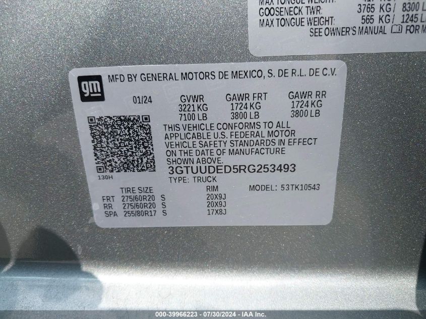 3GTUUDED5RG253493 2024 GMC Sierra 1500 Slt