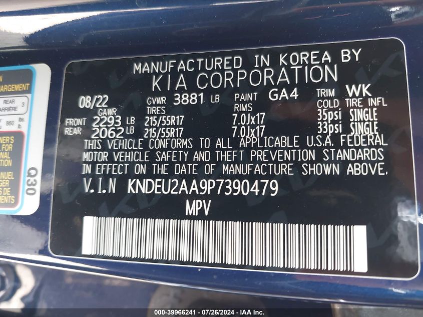 2023 Kia Seltos S VIN: KNDEU2AA9P7390479 Lot: 39966241