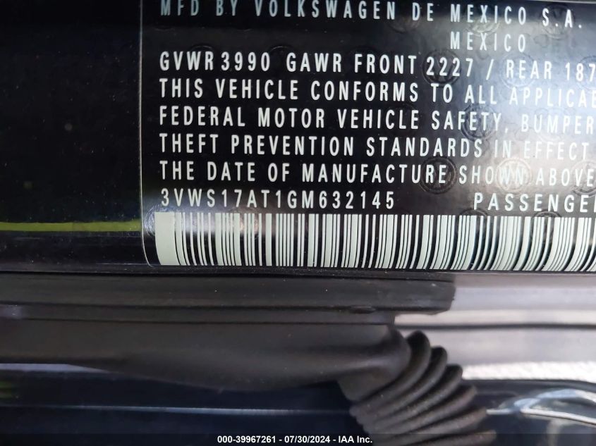 2016 VOLKSWAGEN BEETLE 1.8T DUNE - 3VWS17AT1GM632145