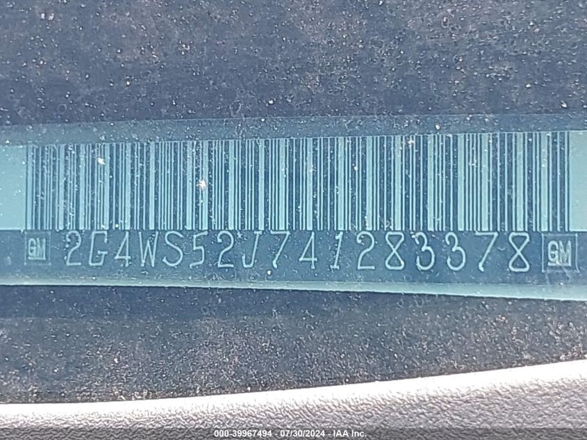 2004 Buick Century VIN: 2G4WS52J741283378 Lot: 39967494