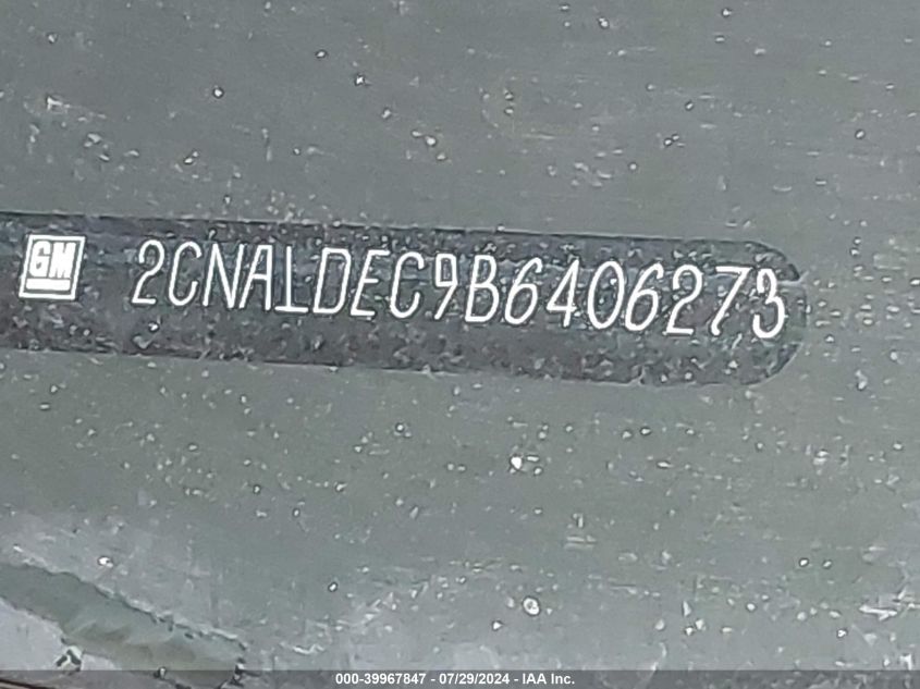 2011 Chevrolet Equinox Lt VIN: 2CNALDEC9B6406273 Lot: 39967847