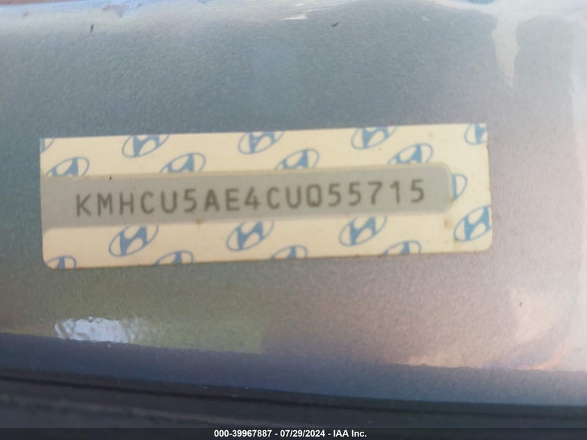 2012 Hyundai Accent Se VIN: KMHCU5AE4CU055715 Lot: 39967887