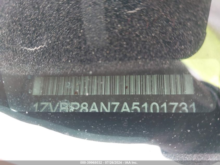 2010 Ford Mustang V6/V6 Premium VIN: 1ZVBP8AN7A5101731 Lot: 39968032