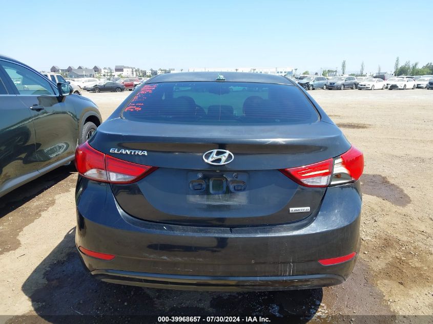 2014 Hyundai Elantra Limited VIN: 5NPDH4AE6EH496038 Lot: 39968657