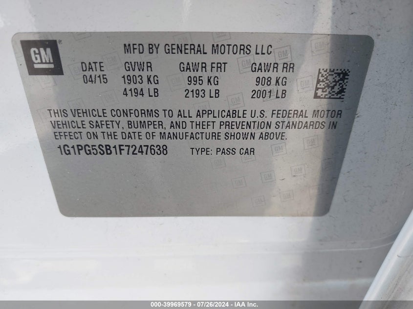 2015 CHEVROLET CRUZE LTZ - 1G1PG5SB1F7247638