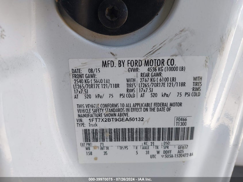 2016 FORD F-250 XLT - 1FT7X2BT9GEA50132