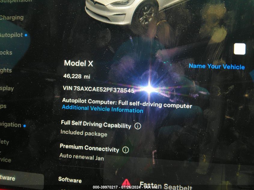 2023 Tesla Model X Dual Motor All-Wheel Drive/Standard Range VIN: 7SAXCAE52PF378545 Lot: 39970217