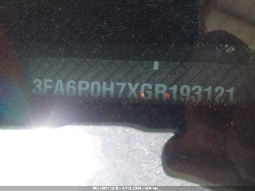 2016 Ford Fusion Se VIN: 3FA6P0H7XGR193121 Lot: 39970278