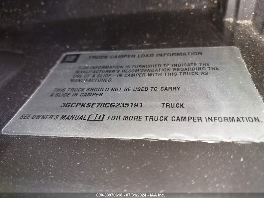 2012 Chevrolet Silverado 1500 Lt VIN: 3GCPKSE78CG235191 Lot: 39970618