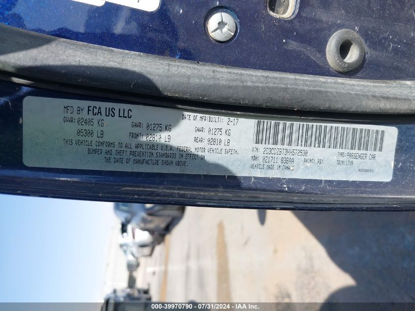 2017 Dodge Challenger R/T VIN: 2C3CDZBT3HH572530 Lot: 39970790