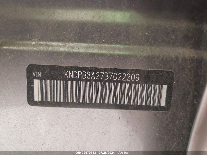 2011 Kia Sportage Lx VIN: KNDPB3A27B7022209 Lot: 39970853