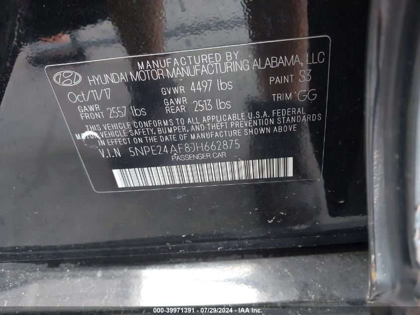 2018 HYUNDAI SONATA SE - 5NPE24AF8JH662875