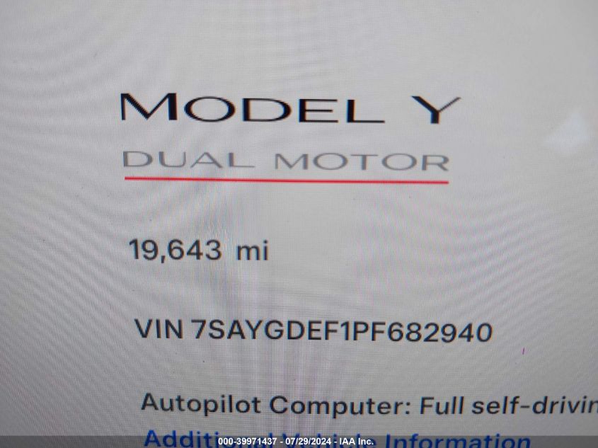 2023 TESLA MODEL Y AWD/PERFORMANCE DUAL MOTOR ALL-WHEEL DRIVE - 7SAYGDEF1PF682940