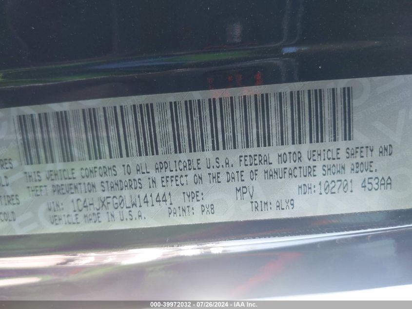 2020 Jeep Wrangler Unlimited Rubicon VIN: 1C4HJXFG0LW14144 Lot: 39972032