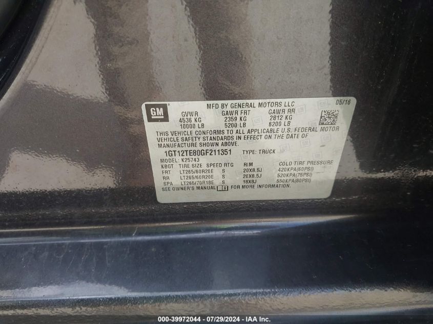 2016 GMC SIERRA 2500HD SLT - 1GT12TE80GF211351