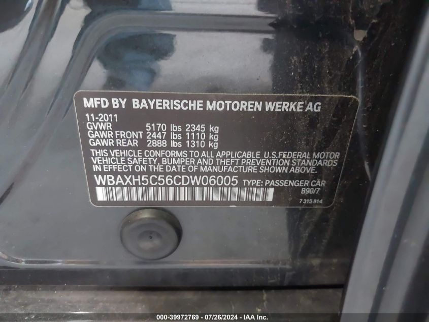 WBAXH5C56CDW06005 2012 BMW 528I xDrive