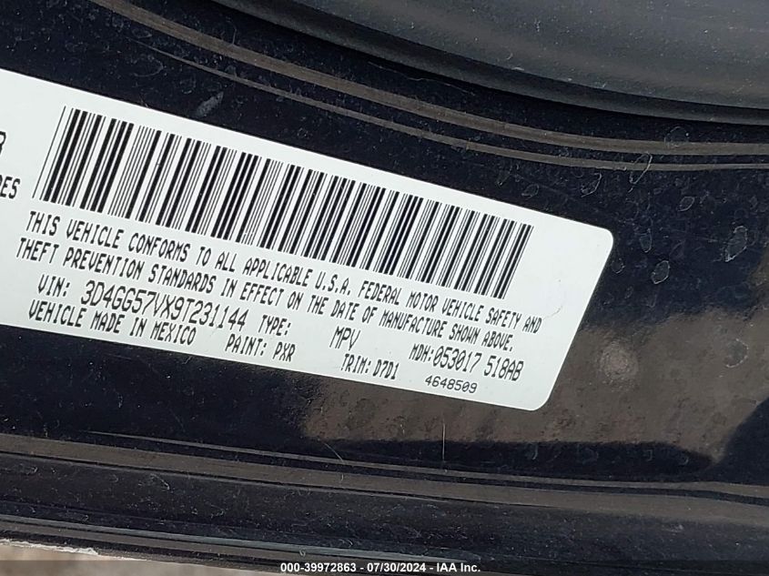 2009 Dodge Journey Sxt VIN: 3D4GG57VX9T231144 Lot: 39972863