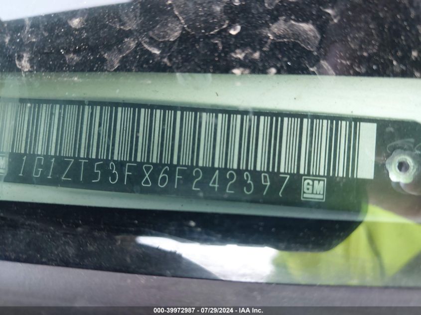 2006 Chevrolet Malibu Lt VIN: 1G1ZT53F86F242397 Lot: 39972987