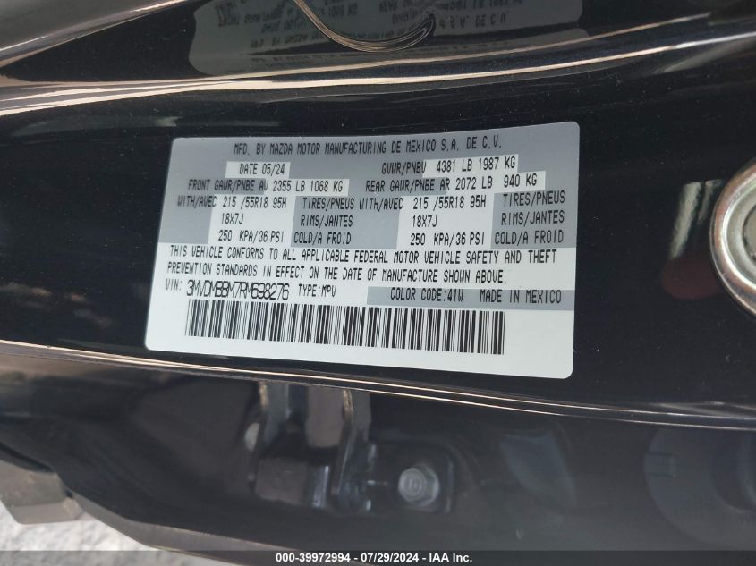 2024 Mazda Cx-30 Select VIN: 3MVDMBBM7RM698276 Lot: 39972994