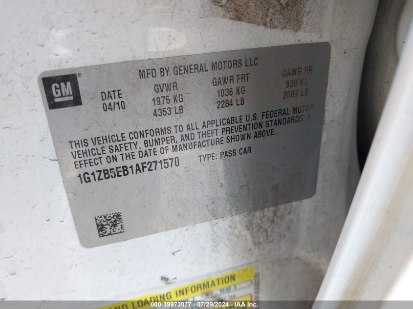 2010 Chevrolet Malibu Ls VIN: 1G1ZB5EB1AF271570 Lot: 39973077