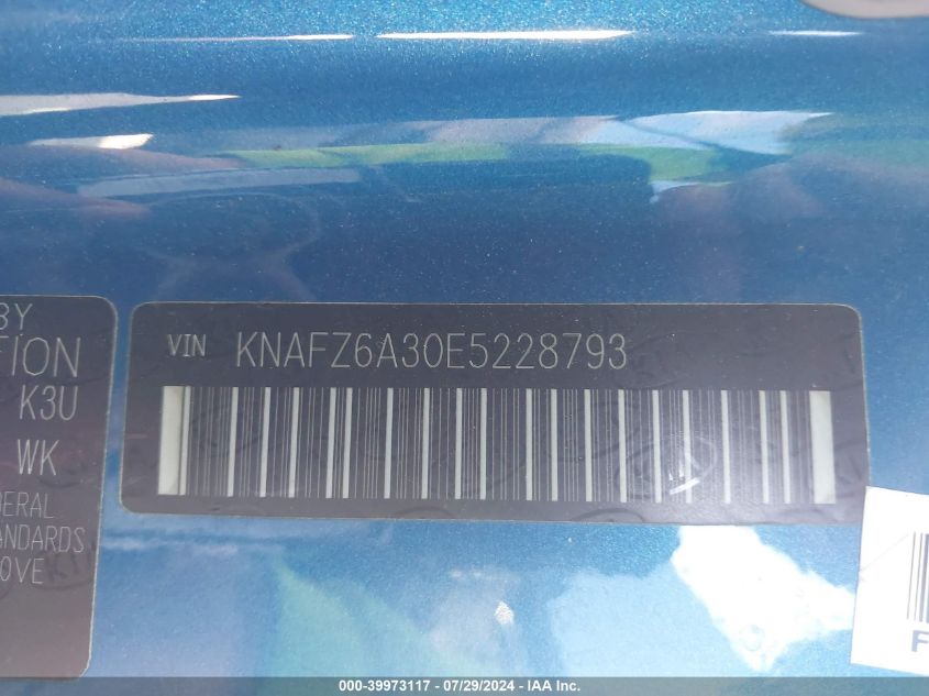 2014 Kia Forte Sx VIN: KNAFZ6A30E5228793 Lot: 39973117