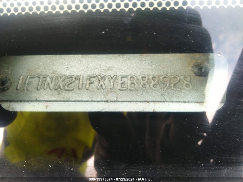 2000 Ford F250 Super Duty VIN: 1FTNX21FXYEB88928 Lot: 39973874