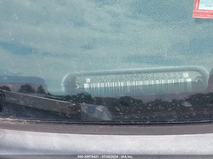 2007 Chevrolet Trailblazer Lt VIN: 1GNDT13S572212393 Lot: 39975421