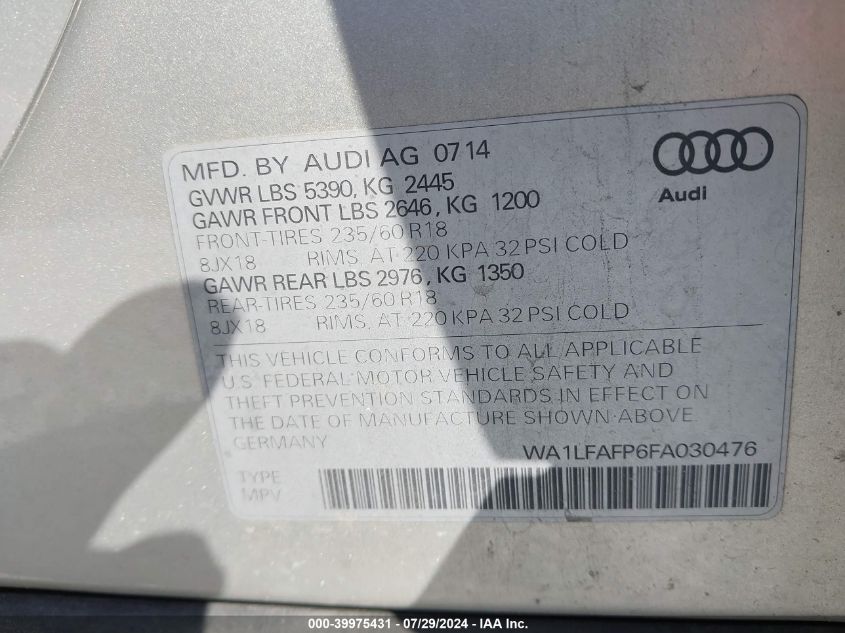 WA1LFAFP6FA030476 2015 Audi Q5 Premium Plus