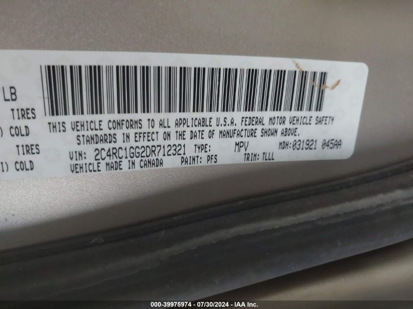 2013 Chrysler Town & Country Limited VIN: 2C4RC1GG2DR712321 Lot: 39975974