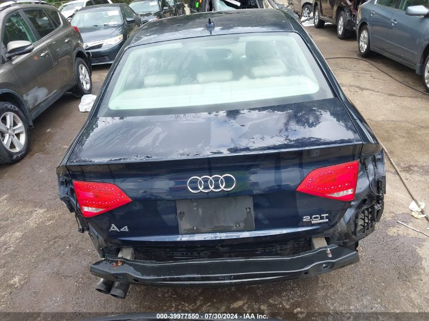 2010 Audi A4 2.0T Premium VIN: WAUFFAFL2AN059410 Lot: 39977550