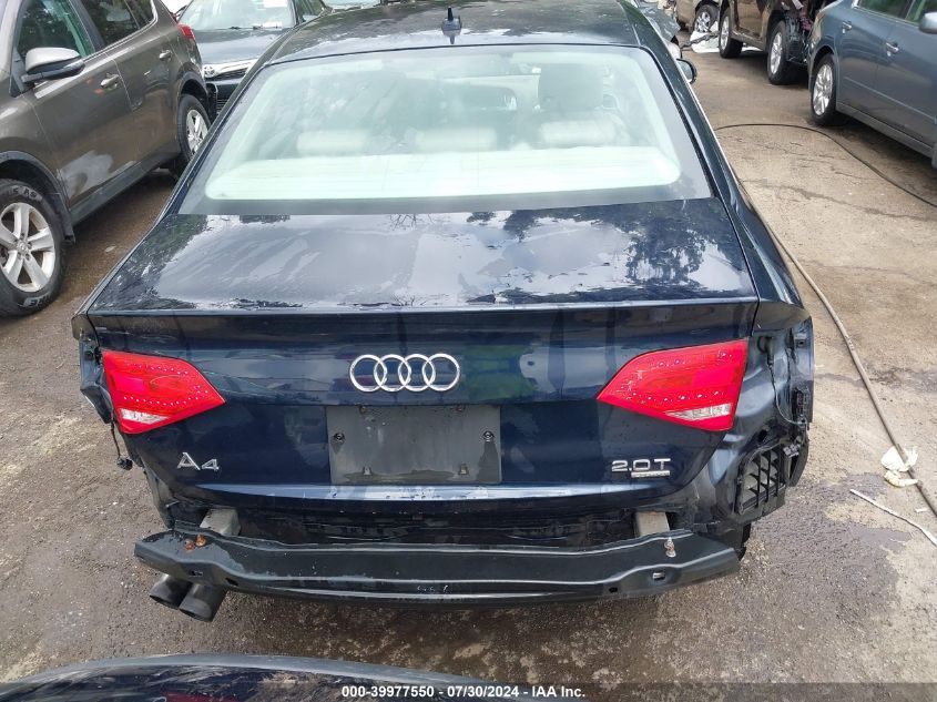 2010 Audi A4 2.0T Premium VIN: WAUFFAFL2AN059410 Lot: 39977550