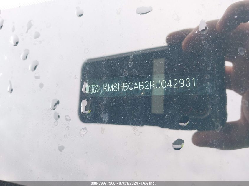 2024 Hyundai Kona Sel VIN: KM8HBCAB2RU042931 Lot: 39977908