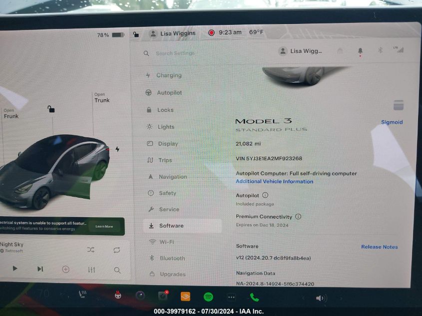 2021 Tesla Model 3 Standard Range Plus Rear-Wheel Drive VIN: 5YJ3E1EA2MF923268 Lot: 39979162