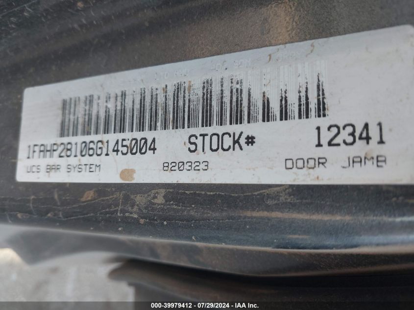 2006 Ford Five Hundred Limited VIN: 1FAHP28106G145004 Lot: 39979412