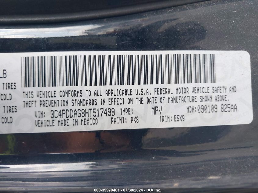 2017 Dodge Journey Se Awd VIN: 3C4PDDAG8HT517499 Lot: 39979461