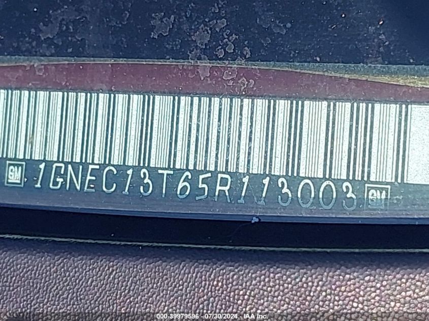 2005 Chevrolet Tahoe Ls VIN: 1GNEC13T65R113003 Lot: 39979596