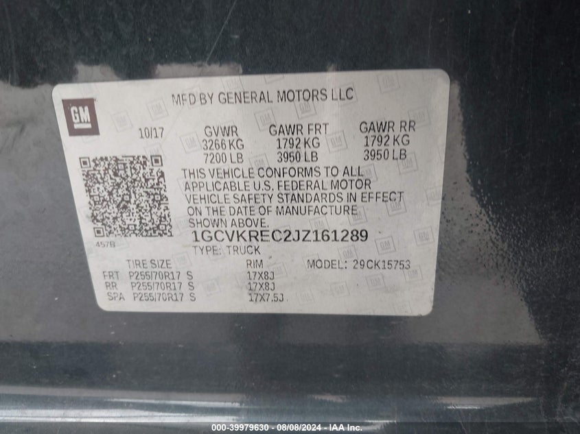 2018 CHEVROLET SILVERADO 1500 1LT - 1GCVKREC2JZ161289