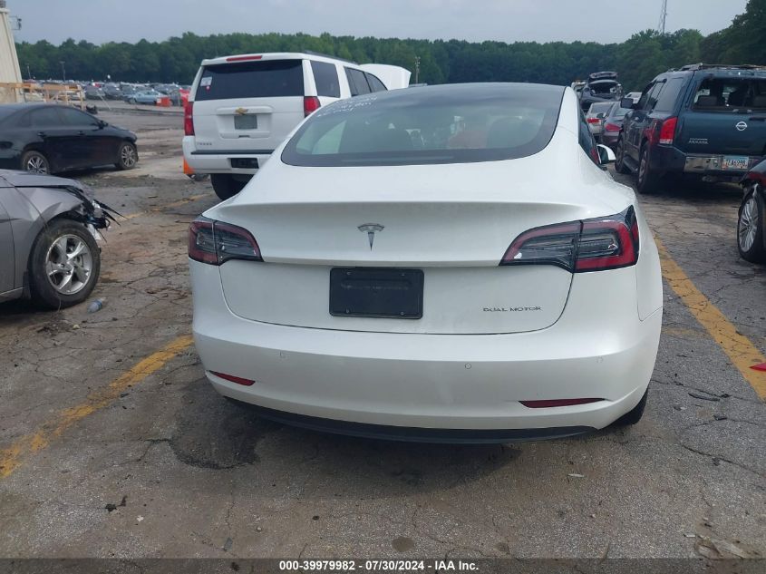 2022 Tesla Model 3 Long Range Dual Motor All-Wheel Drive VIN: 5YJ3E1EB6NF237230 Lot: 39979982