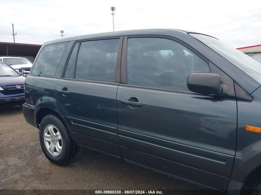 2006 Honda Pilot Lx VIN: 5FNYF28126B016463 Lot: 39980330