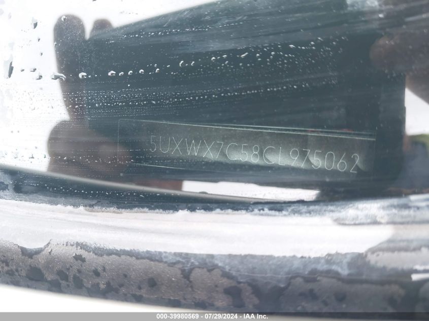 2012 BMW X3 xDrive35I VIN: 5UXWX7C58CL975062 Lot: 39980569