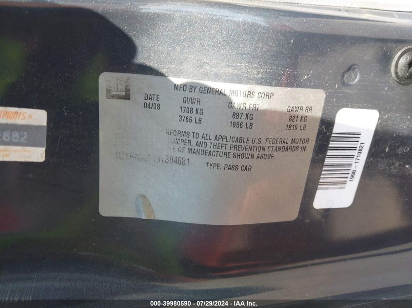 2008 Chevrolet Cobalt Ls VIN: 1G1AK58F187304681 Lot: 39980590