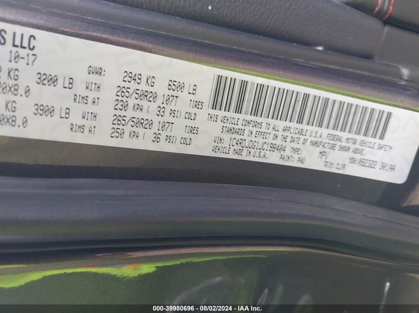 2018 DODGE DURANGO GT AWD - 1C4RDJDG1JC198404