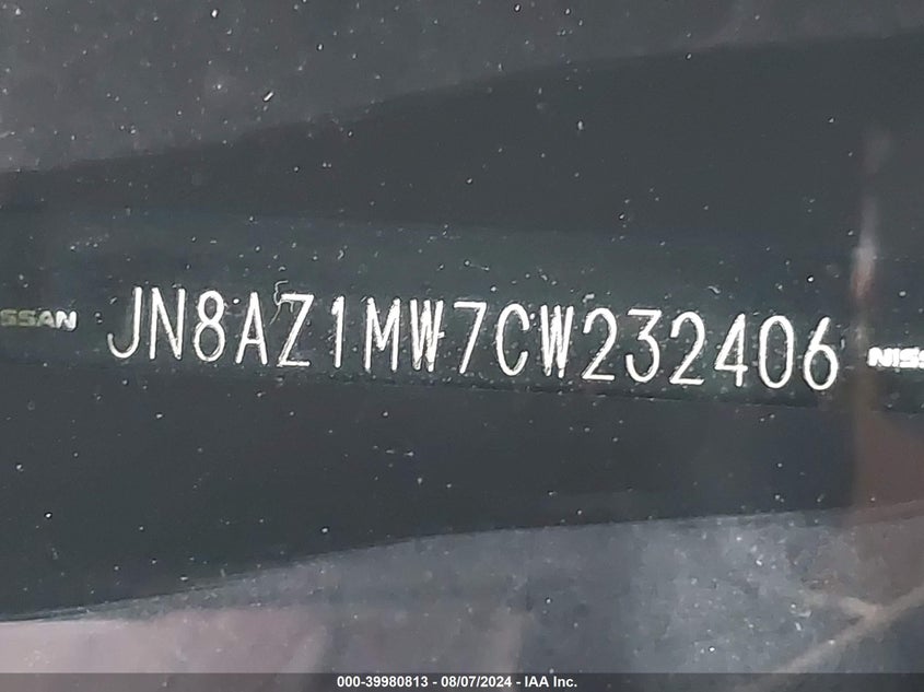 2012 Nissan Murano Le VIN: JN8AZ1MW7CW232406 Lot: 39980813