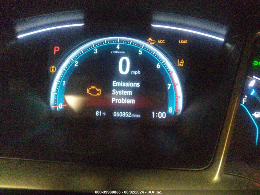 2019 Honda Civic Ex VIN: 19XFC1F35KE011885 Lot: 39980855